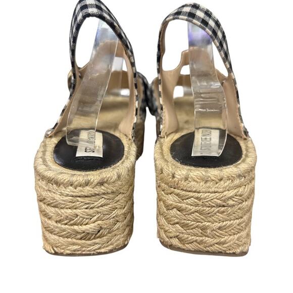 Steve Madden Union Black Gingham Plaid Platform Wedge Espadrille Sandals sz 10 - Picture 12 of 16